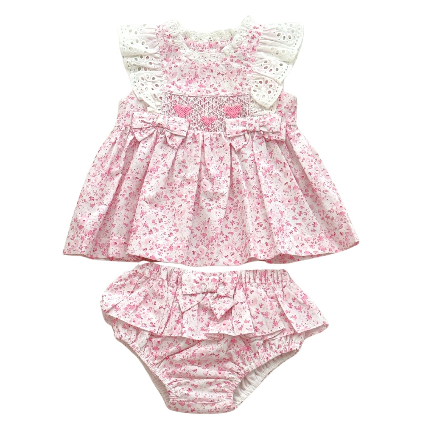 Smocked Heart Floral Jampant Set