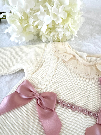 Ivory/Dusty Pink Knitted Romper