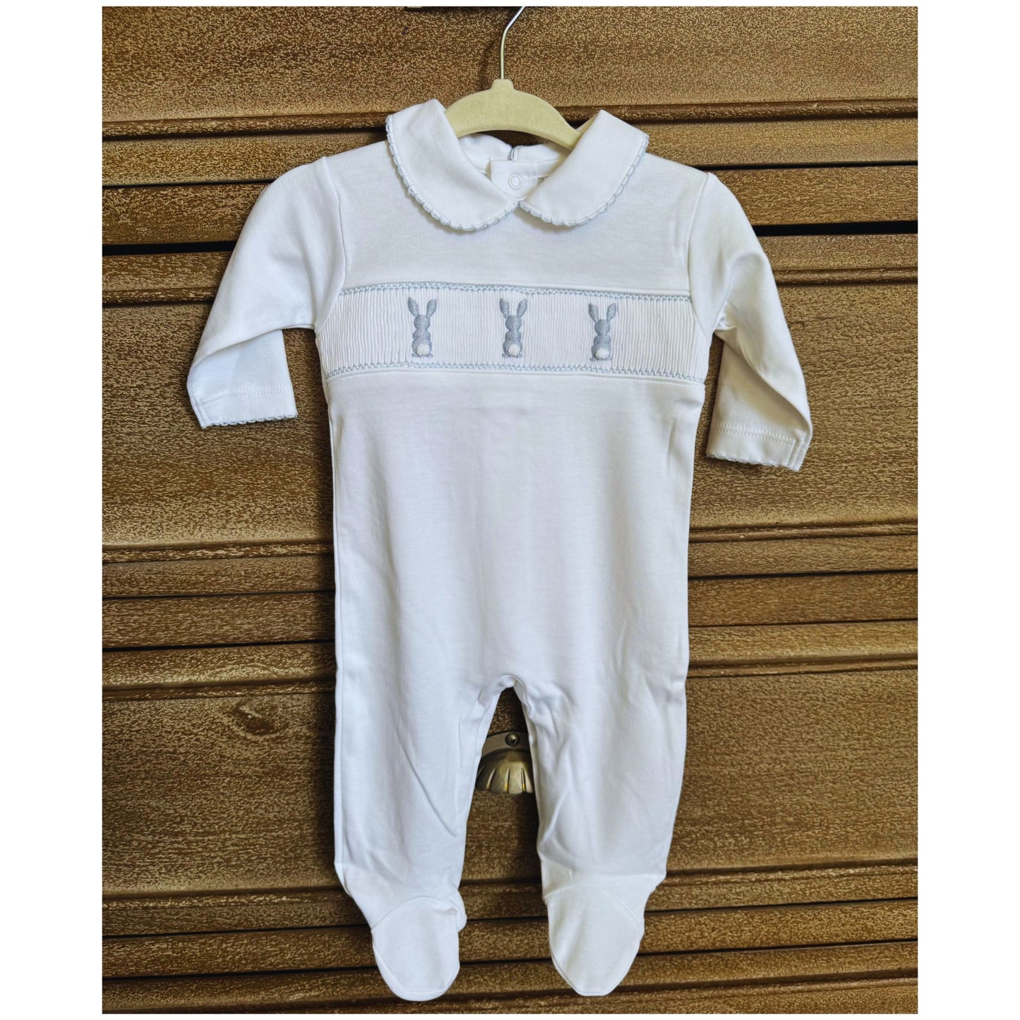 Pima Cotton Bunny Smocked Onesie