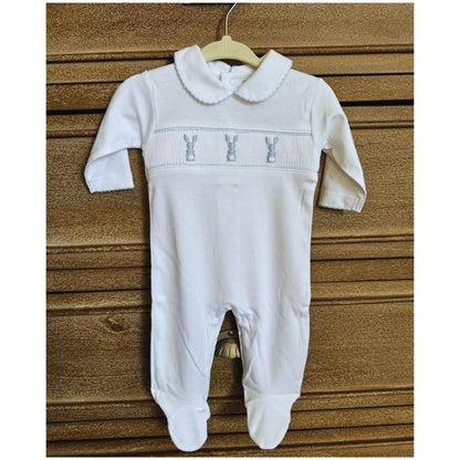 Pima Cotton Bunny Smocked Onesie