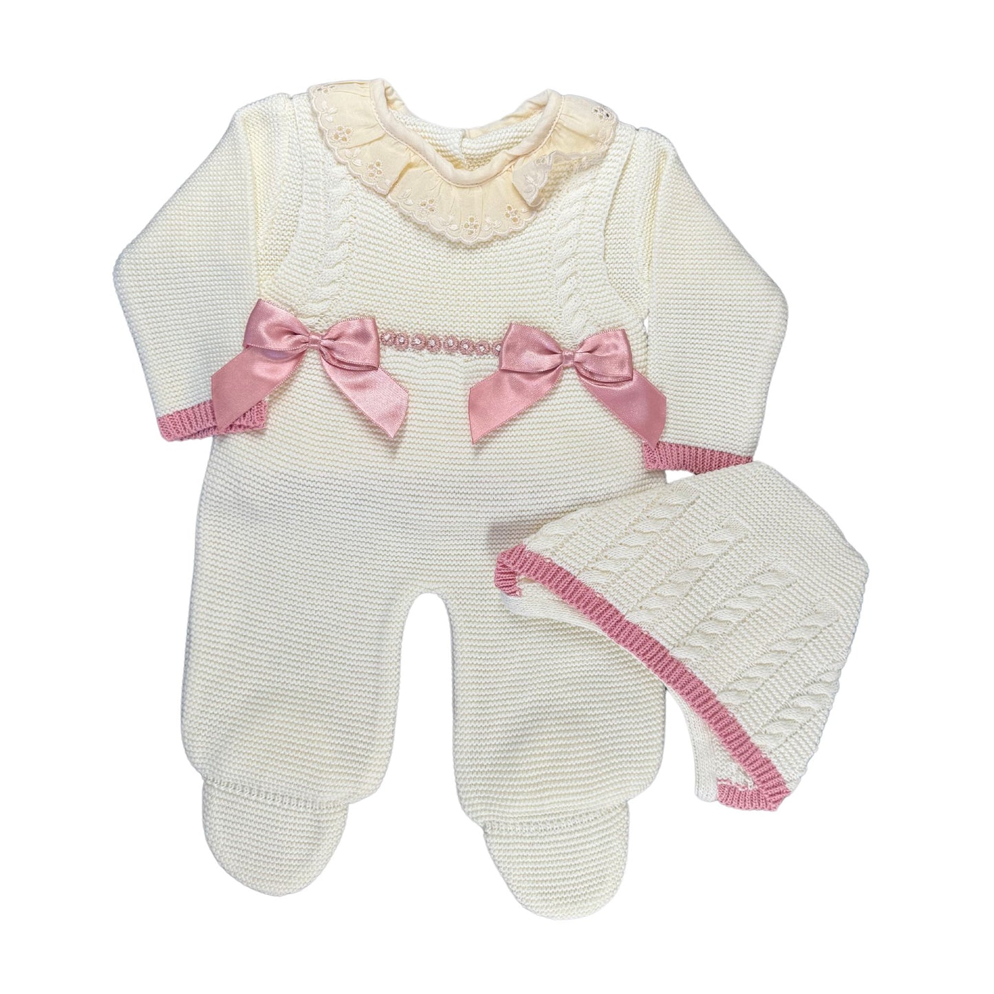 Ivory/Dusty Pink Knitted Romper