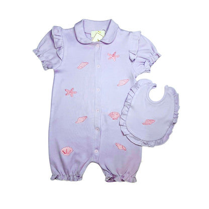 Seashell Frill Romper with Bib