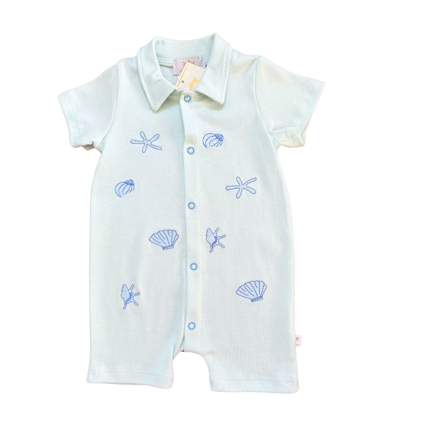 Seashell Polo Romper with Bid