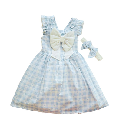 Checked Heart Dress with Hair Bow