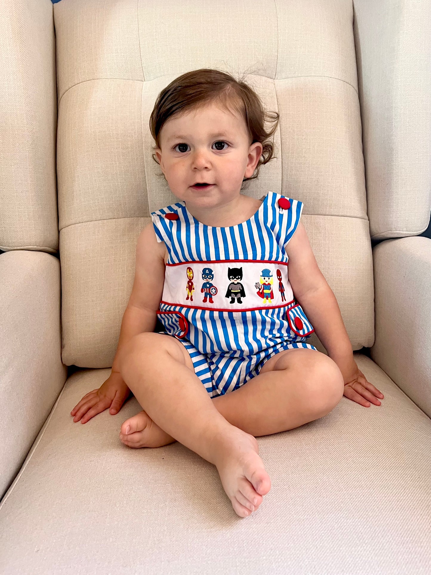 Aqua Stripe Shortall Superheroes