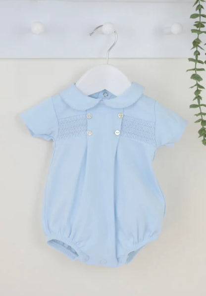 Smocked Romper Blue