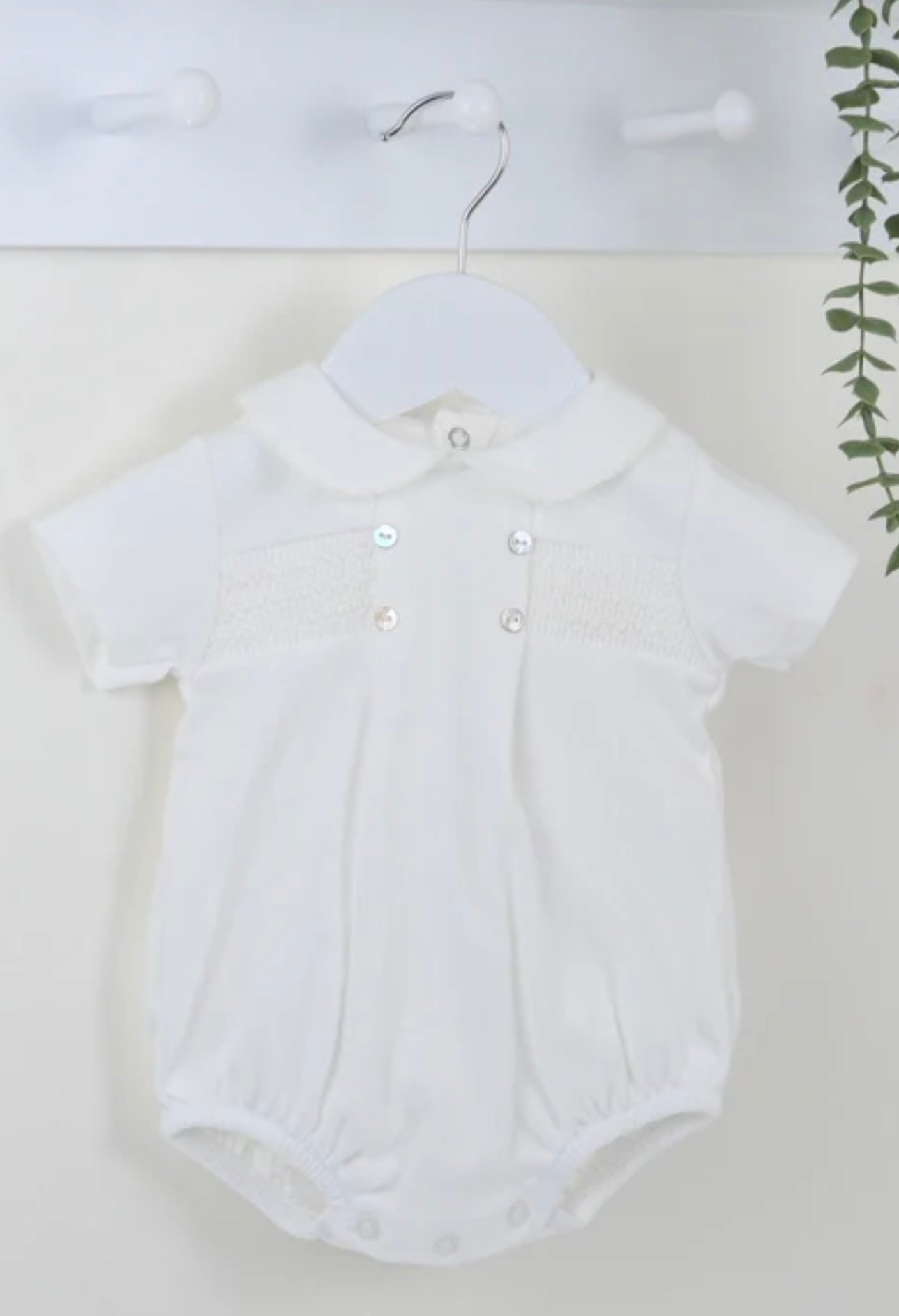 Smocked Romper Ivory