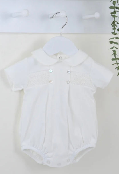 Smocked Romper Ivory