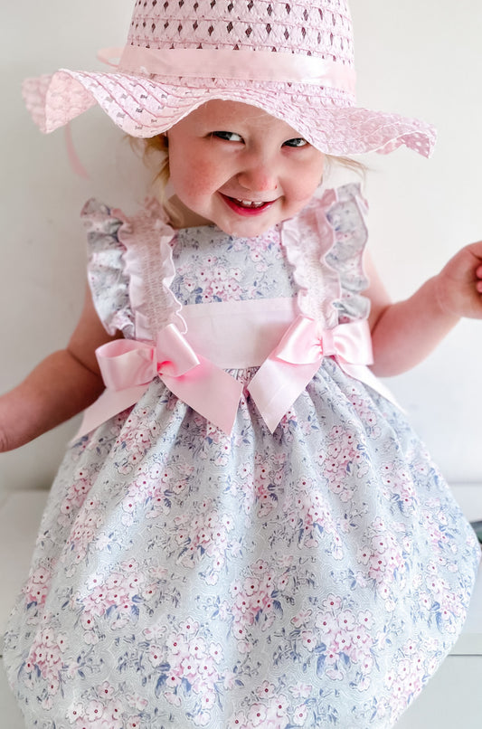 Pink Floral Sun Dress and Bloomer Set