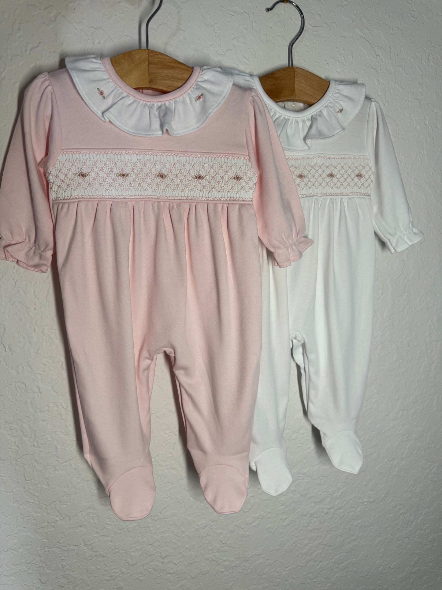 White Pima Cotton Smoched Onesie