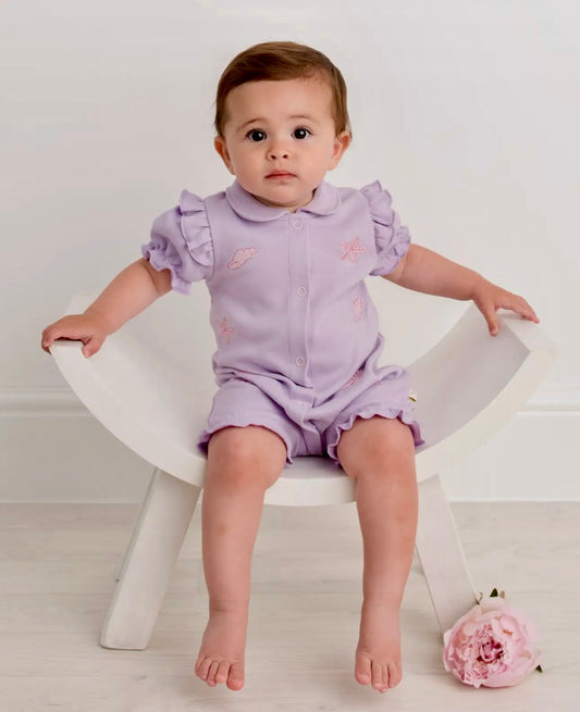 Seashell Frill Romper with Bib