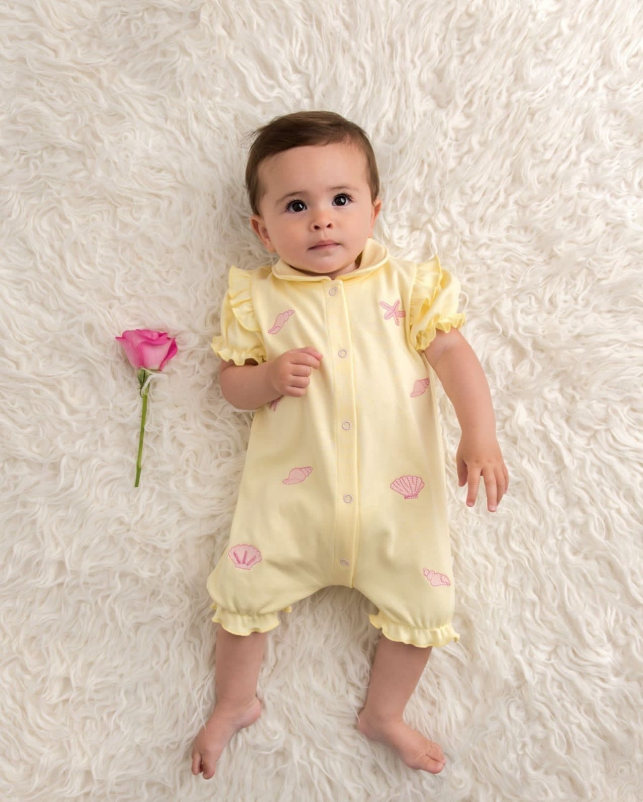 Seashell Frill Romper with Bib