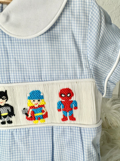 Boy Bubble with Embroidered Super Heroes