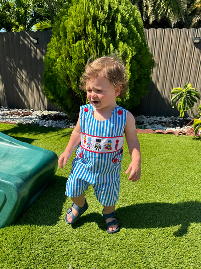 Aqua Stripe Shortall Superheroes