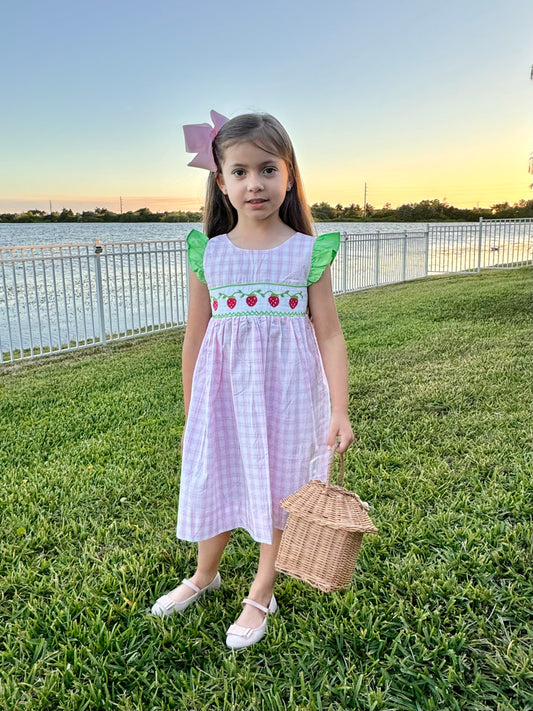 Strawberry Hand Smocked Dress