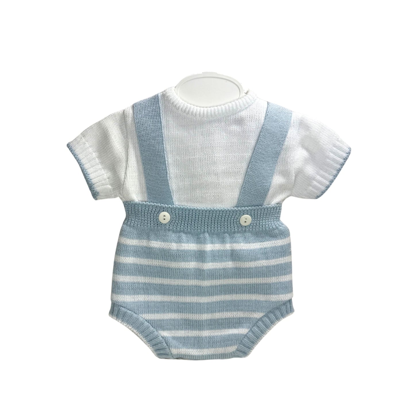 Blue/White Stripe Cotton Romper