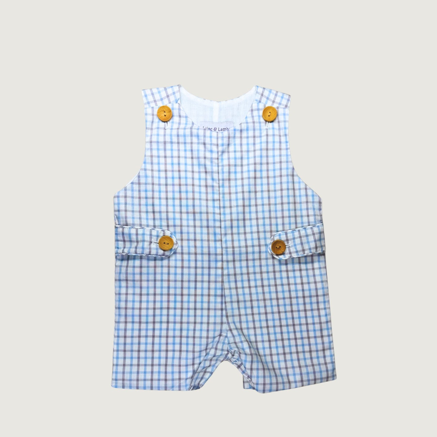 Tan Plaid Shortall Romper