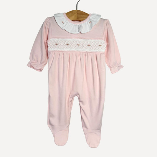 Pink Pima Cotton Smocked Onesie