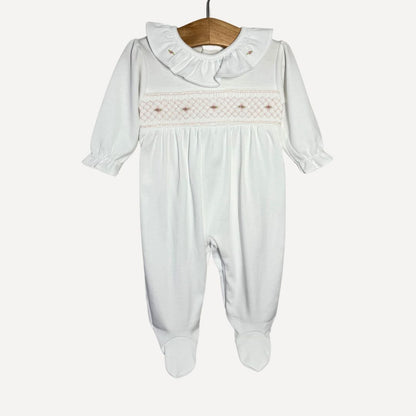 White Pima Cotton Smoched Onesie