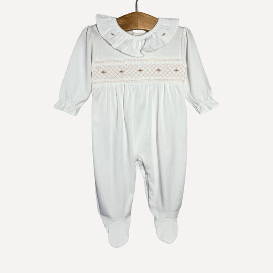 White Pima Cotton Smoched Onesie