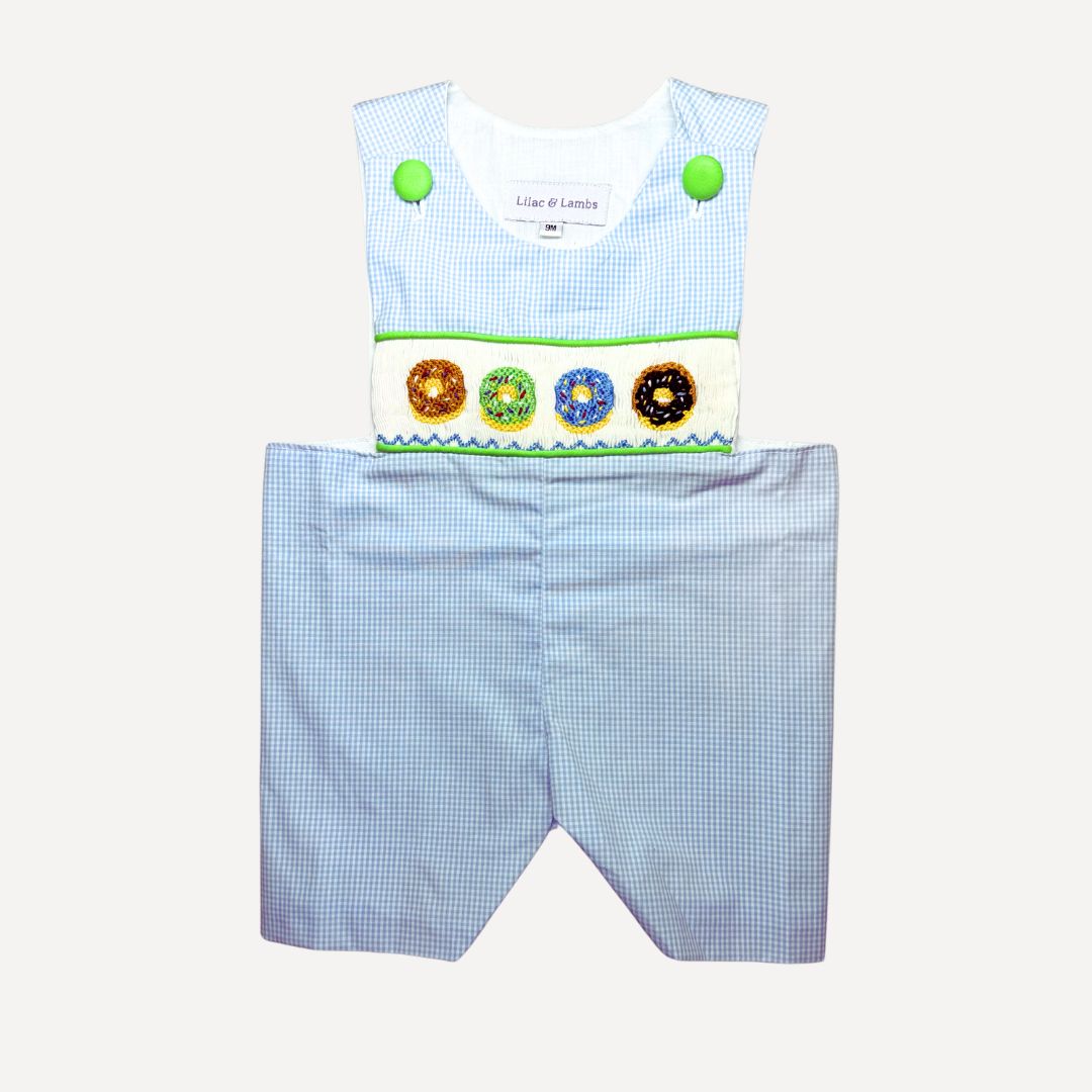 Smocked Embroidered Donut Boy Romper