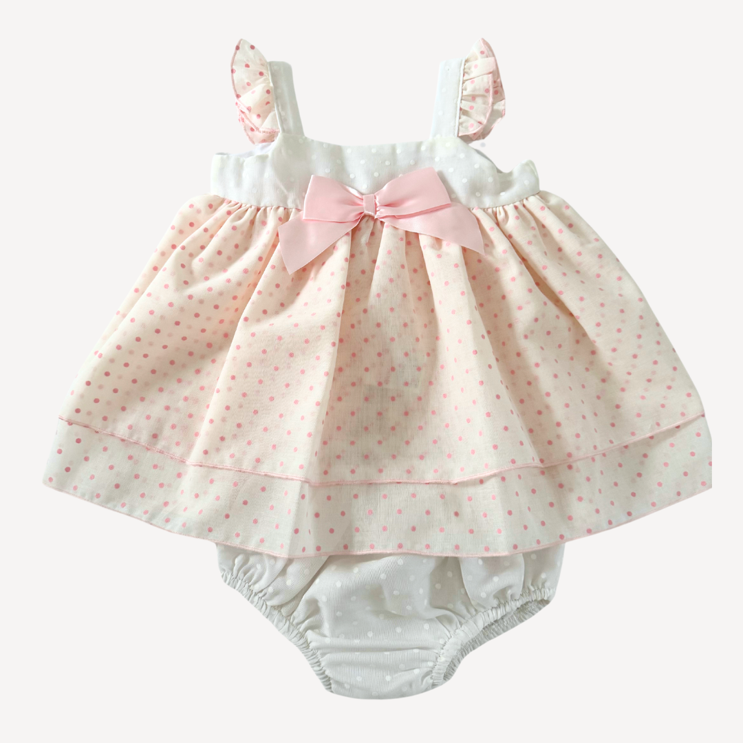 Pink and cream sun dress with bloomers