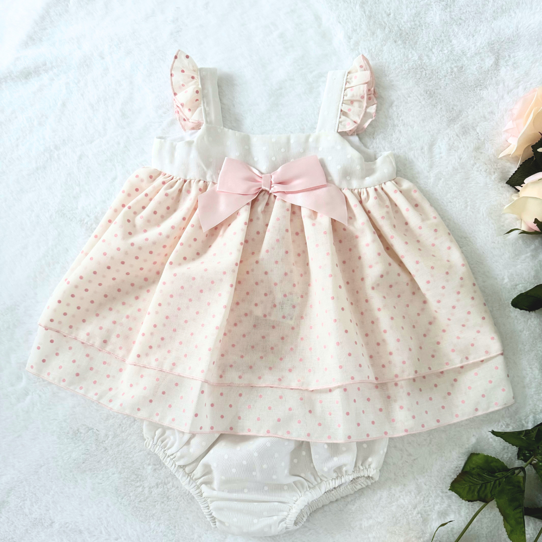 Pink and cream sun dress with bloomers