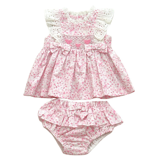 Smocked Heart Floral Jampant Set